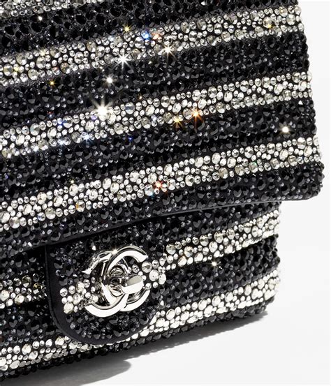 chanel black wool bag|Evening bag, Strass, silver.